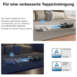 Roborock S8 Staubsauger Roboter Saugroboter 6000 Pa DuoRoller-Bürste VibraRise Wischen 3D-Mapping Reactive 3D-Hindernisumgehung (Schwarz) Mit 2pcs Mopp -Staubsauger Förderung 0ebd32c60bd8aba85e9f7938fbd1f2ec