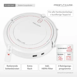ProfiCare ® Saugroboter Reinigt Selbstständig Alle Räume, Staubsauger Roboter Mit Fernbedienung, Vacuum Cleaner, HEPA-Filter Und 3 Reinigungsprogrammen, Mit Treppenerkennung - PC-BSR 3042 9 ProfiCare ® Saugroboter Reinigt Selbstständig Alle Räume, Staubsauger Roboter Mit Fernbedienung, Vacuum Cleaner, HEPA-Filter Und 3 Reinigungsprogrammen, Mit Treppenerkennung - PC-BSR 3042 -Staubsauger Förderung 1080840b719eb30a5ff865e231037a9c