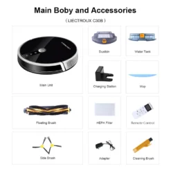 LIECTROUX C30B Automatischer Roboter-Staubsauger 5000Pa Starke Saugleistung Intelligente Dynamische Navigation APP-Fernbedienung Intelligentes Nasswischen Sprachsteuerung Kompatibel Mit Alexa Google Assistant -Staubsauger Förderung 13e3fe1e68e4051fcafcb5537604217a