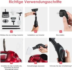 COSTWAY Dampfreiniger Mit 19 Zubehoerteilen, Bodendampfreiniger Fuer Teppiche, Fussboeden, Fenster Und Autos / 2000W / 4 Bar / 1,5L Tank/bis 108℃ / LED/Dampfzeit Bis 45 Min. -Staubsauger Förderung 18a717e21494aeced2793059c7dc4f2d