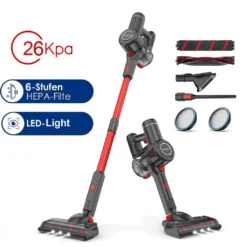 Staubsauger Förderung 52 26KpA Staubsauger Akku Handstaubsauger Beutellos HEPA Filter 4in1 Kabellos 160W Kabellos,mit LED
