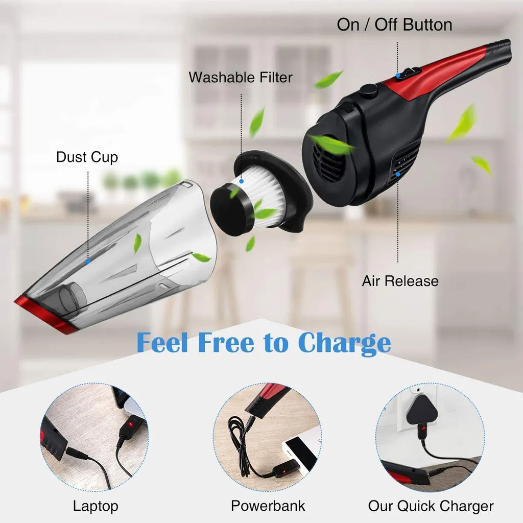 Handstaubsauger, Akku Handstaubsauger 7000PA Beutellos Handsauger Nass/Trocken Akkusauger Schnellaufladung Autostaubsauger Mit 2 Waschbarer Filterr Für Haus & Auto Reinigung 4 Handstaubsauger, Akku Handstaubsauger 7000PA Beutellos Handsauger Nass/Trocken Akkusauger Schnellaufladung Autostaubsauger Mit 2 Waschbarer Filterr Für Haus & Auto Reinigung – Bild 4