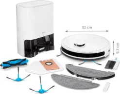 MEDION Saugroboter Mit Absaugstation Und Wischfunktion X20 SW+ (Lasernavigation, Starke 3000Pa Saugkraft, Alexa 2in1 Roboterstaubsauger, Präzise Kartenerstellung, Go & No Go Bereiche, Mehrere Etagen) -Staubsauger Förderung 2180ccae2fcf6b91c5394a9b42028494