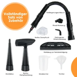 COSTWAY Dampfreiniger Inkl. 9 Zubehör, Handdampfreiniger, Dampfreinigen Handgerät 3 Bar / 250ml / 1050W / 4min Aufheizzeit/für Teppiche, Vorhänge, Autositze, Küche (Orange) -Staubsauger Förderung 2e321358e2bcf778829cf09aa9d3d03b