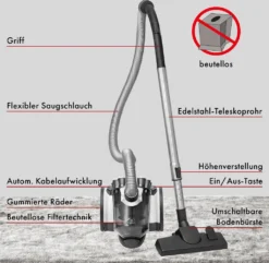 ProfiCare® Staubsauger Beutellos Für Parkett, Teppich, Fliesen, 700 Watt Bodenstaubsauger Mit HEPA-Filter, Staubsauger Ohne Beutel Inkl. 3 Bürsten Und 4-fach Mikrofiltersystem, PC-BS 3110 -Staubsauger Förderung 37b78df2502d8606685881116e39c66e