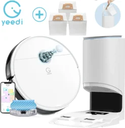 Yeedi Vac Station, 3-in-1 Saugroboter Mit Absaugstation, Wischfunktion, 3000 Pa Saugkraft, Teppicherkennung, Raumkarte Und Visuelle Navigation, Virtuelle Grenze
