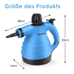 COSTWAY Dampfreiniger Inkl. 9 Zubehör, Handdampfreiniger, Dampfreinigen Handgerät 3 Bar / 250ml / 1050W / 4min Aufheizzeit/für Teppiche, Vorhänge, Autositze, Küche (Blau) -Staubsauger Förderung 4b62268b6add5a81bc5dc6cb8fecea9c