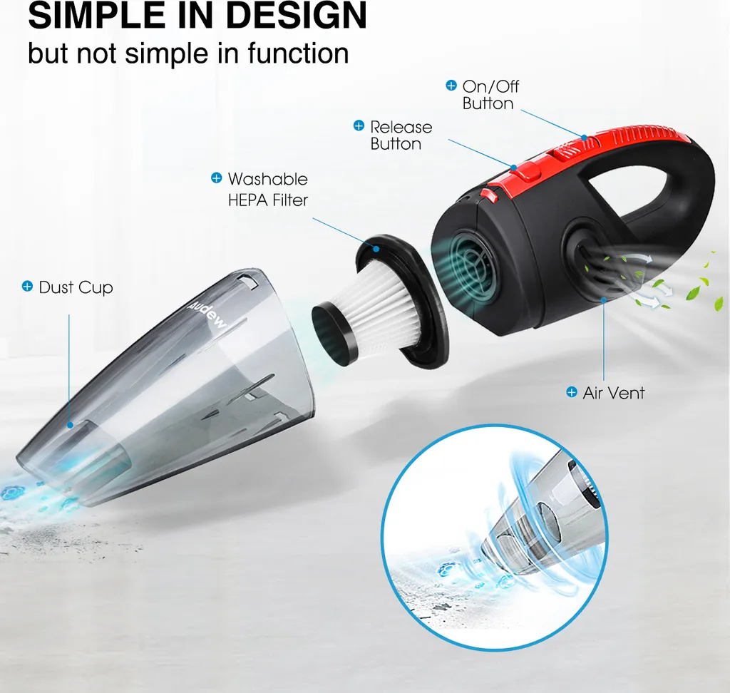 120W Akku Handstaubsauger Von AUDEW In Schwarz/Rot 11 120W Akku Handstaubsauger Von AUDEW In Schwarz/Rot – Bild 11