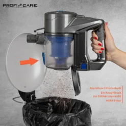 ProfiCare 2in1 Hand-und Bodenstaubsauger PC-BA 3036 A, Leistungsstarker 22,2 V Lithium Ionen Akku, HEPA-Filter, Spezialbürste Für Polster U. Textilien, Inkl. Wandhalterung, Anthrazit-blau -Staubsauger Förderung 4f155ee0944ae6cd54668a4011107359