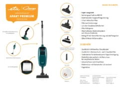 Omega APART PREMIUM, Stielstaubsauger ETA343490040, 800 Watt, Mit Beutel, Turbo- Und Parkettbürste, Umschaltbare Bodendüse, Polster- Und Fugendüse -Staubsauger Förderung 704f9e9621df21ae07e49e1a07ac7ed9