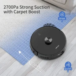 AIRROBO Saugroboter T10+ Saugroboter Mit Wischfunktion WLAN Staubsauger Roboter Mit Automatischer Absaugstation, Laser Navigation, Alexa-App-Steue Rung, 250Min Laufzeit, 2700Pa Saugkraft Für Tierhaare, Mit Beutel, 360° Kollisionsschutz - 23 Sätze Von Sensoren, Fall-Prävention -4 Sätze Von, Nidec Bürstenloser Motor, Niedriger Geräuschpegel - 62 DB (A), Großer Staubsaugerbehälter - 300ml -Staubsauger Förderung 7925a287837b5752ff993ba4a76cce8c