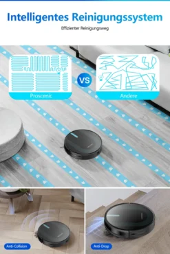 Proscenic 850T WLAN 3-in-1 Saugroboter Mit Wischfunktion Staubsauger Roboter Saug-Wisch-Roboter Wischroboter Kombi-Gerät 3,000Pa 2600mAh Alexa Google Home APP -Staubsauger Förderung 7e77a3afbc8aa69559b4cb9696286f16