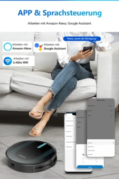 Proscenic 850T WLAN 3-in-1 Saugroboter Mit Wischfunktion Staubsauger Roboter Saug-Wisch-Roboter Wischroboter Kombi-Gerät 3,000Pa 2600mAh Alexa Google Home APP -Staubsauger Förderung 875cd4edc10f20832193f996dcfc0304