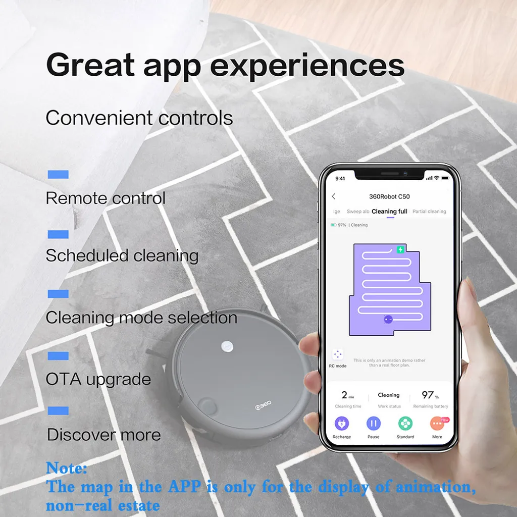 360 C50 Saugroboter Nass & Trocken Staubsauger 2600pa Smart Vacuum Robot Cleaner 11 360 C50 Saugroboter Nass & Trocken Staubsauger 2600pa Smart Vacuum Robot Cleaner – Bild 11