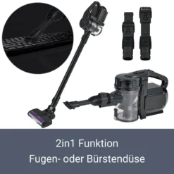 Juskys 2in1 Handstaubsauger & Akku Staubsauger - Beutellos & Kabellos – Bis 55 Min Laufzeit - Lithium-Ionen Akku, Wandhalterung & Ladestation – Schwarz -Staubsauger Förderung 9e550cf1004d5811b0fdba322848c513
