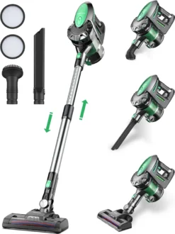 Akku Staubsauger Kabellos, Vactidy V8 Kabelloser Staubsauger Mit Abnehmbarem Akku, 22KPa Saugkraft Für Hartholzböden, Bis Zu 35min Laufzeit, Leichter Staubsauger Für Teppich- Und Tierhaarreinigung