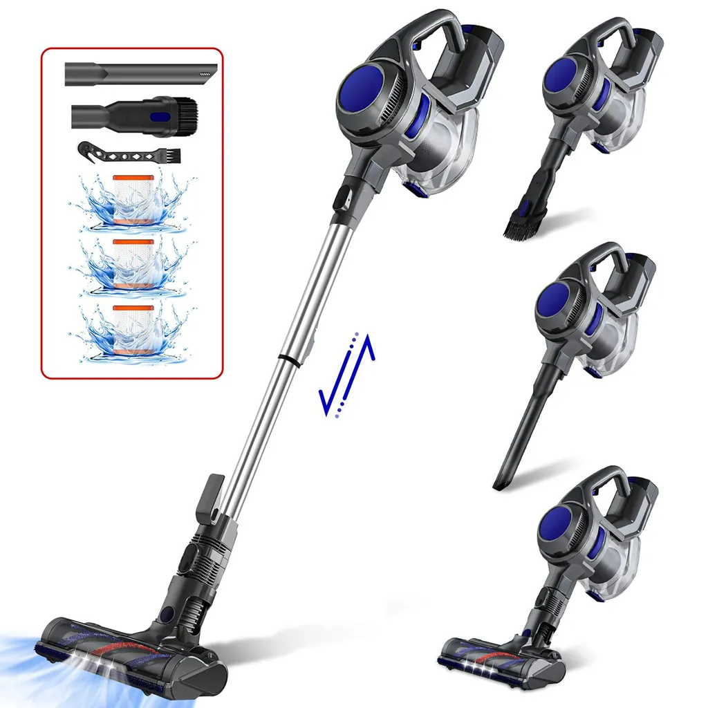 Akku Staubsauger, Kabellos, Beutellos, Akkusauger, Handstaubsauger Akku, Stabstaubsauger, Stielstaubsauger, Staubsauger Tierhaare, Teppich, Parkett, 25,000 Pa 5-in-1, Bis Zu 50 Min Laufzeit Mit LED Elektrobürste, Teleskoprohr, Wandhalterung 1 Akku Staubsauger, Kabellos, Beutellos, Akkusauger, Handstaubsauger Akku, Stabstaubsauger, Stielstaubsauger, Staubsauger Tierhaare, Teppich, Parkett, 25,000 Pa 5-in-1, Bis Zu 50 Min Laufzeit Mit LED Elektrobürste, Teleskoprohr, Wandhalterung