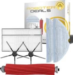 Zubehör Set (Ersatzteile) Für Roborock S7 (2x Filter, 2x Pad, 2x Seitenbürste 5arm Schwarz, 1x Hauptbürste)