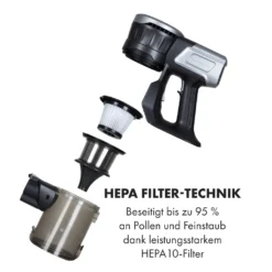 Klarstein Clean Butler 4G Silent Akku-Staubsauger Mit Silent Digital Motor: 160W Mit 80.000 U/min, 0,8 L Behälter, Motorisierte Teppich-Bodendüse, 2 Leistungsstufen, HEPA10-Filter, Anthrazit-silber -Staubsauger Förderung c77f85cf65ebdb64a659098b8e8a1914