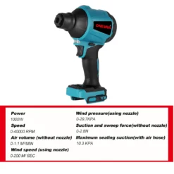 ONEVAN 1000W Kabelloser Staubgebläse Elektrisch Staubtuch Handstaubsauger Luftpumpe Mit 1 Akku Und 5 Düsen -Staubsauger Förderung c90e9183c6be92820705ca63d2cf7a92