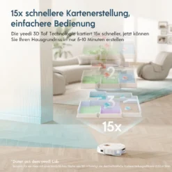 Yeedi Floor 3 Station, Saugroboter Mit Wischfunktion Automatische Mopp-Reinigung, 5100Pa, 3D-Hindernisvermeidung, Perfekt Für Teppich -Staubsauger Förderung c9d38ac618e044a746c69742d9a24f38