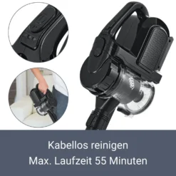 Juskys 2in1 Handstaubsauger & Akku Staubsauger - Beutellos & Kabellos – Bis 55 Min Laufzeit - Lithium-Ionen Akku, Wandhalterung & Ladestation – Schwarz -Staubsauger Förderung cb2af2d496e01d079dcd8a8c62fe65c6