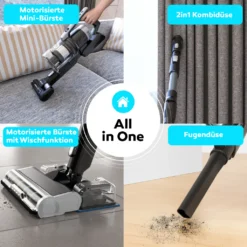 BALTER VERTU X11 PRO Kabelloser Akku Staubsauger Mit Wischfunktion, ALL-IN-ONE Akku- & Handstaubsauger, 350W Hohe Saugleistung, Bis Zu 50 Minuten Laufzeit, Beutellos, FLEX-Gelenk, LED-Düse, Tierhaar Geeignet -Staubsauger Förderung cd8154892a22bf75eb1b44568007e45a
