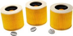 Vhbw Filterset 3x Faltenfilter Kompatibel Mit Baier BSS 306 L Nass- & Trockensauger - Filter, Patronenfilter, Gelb