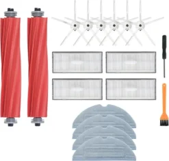Ersatzzubehör Kompatibel Mit Roborock S7 S7 Plus S7 MaxV S7 MaxV Ultra Staubsaugerroboter, 2 Hauptbürsten, 4 Filter, 6 Seitenbürsten, 4 Mop-Tücher, 1 Bürstenreinigungswerkzeug，1 Schraubenzieher.
