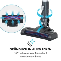 Klarstein Clean Butler 4G Silent Akku-Staubsauger Mit Silent Digital Motor: 160W Mit 80.000 U/min, 0,8 L Behälter, Motorisierte Teppich-Bodendüse, 2 Leistungsstufen, HEPA10-Filter, Anthrazit-silber -Staubsauger Förderung e2c1fcd92443034e1c82867aff8545e6