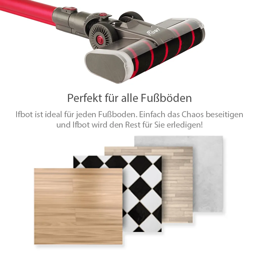IFBOT 4 In 1 Akku Staubsauger I201 Kabellos Handstaubsauger, Bürstenlos Motor Mit HEPA Filter, 20KPa, 250W, Beutellos, 0,8L, 35min, Touchscreen, LED Elektrobürste, 1,8kg Leicht, 3 Reinigungssprogramme Perfekt Für Hartboden Teppich 4 IFBOT 4 In 1 Akku Staubsauger I201 Kabellos Handstaubsauger, Bürstenlos Motor Mit HEPA Filter, 20KPa, 250W, Beutellos, 0,8L, 35min, Touchscreen, LED Elektrobürste, 1,8kg Leicht, 3 Reinigungssprogramme Perfekt Für Hartboden Teppich – Bild 4
