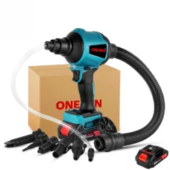 ONEVAN 1000W Kabelloser Staubgebläse Elektrisch Staubtuch Handstaubsauger Luftpumpe Mit 1 Akku Und 5 Düsen