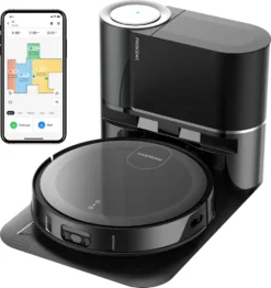 Proscenic Floobot X1 Saugroboter Mit Absaugstation,Ultraschall-Wischsystem,3000Pa Saugkraft,PathPro™ Laser-gestützte Navigation,Staubsauger Roboter Mit Siri,Google Assistant, Alexa& App-Steuerung